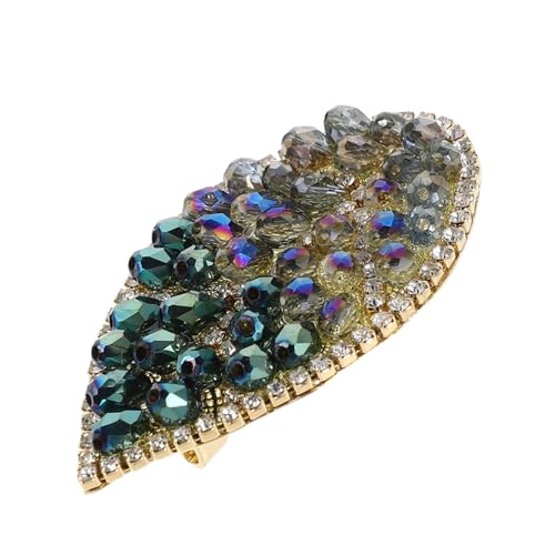 GALPADA Brosche Schal Pin Für Damen Strassspiegel Mädchen Broschen Clips Für Kleidung Dekorative Brosche Strass-sicherheitsnadel Mantelbrosche Für Damen Blatt Grün Kupfer von GALPADA