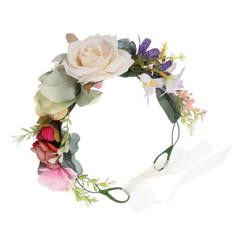 GALPADA Bunte Blumenhaarband Damen Haarkranz Blumenkranz Stirnband Tiara Krone für Hochzeit Braut Mädchen Party Festtagskopfschmuck von GALPADA