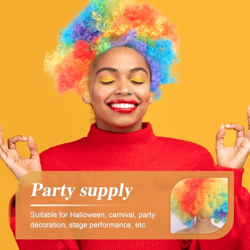GALPADA Bunte Clown Perücke Groß Karneval Kopfschmuck Kostüm Prop Farbenfrohe Afro Locken Perücke für Fasching Party Zubehör von GALPADA