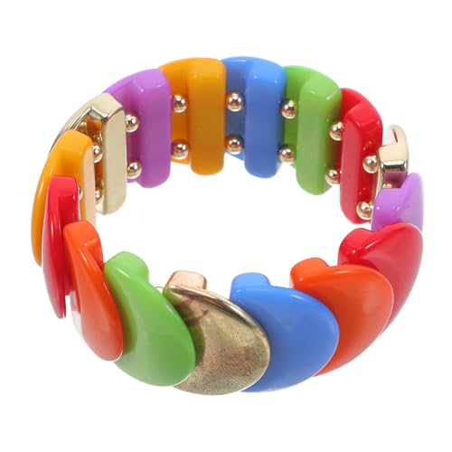 GALPADA Bunte Regenbogen Armband Damen Acryl Statement Schmuck Freundschaft Boho Geometrisch Leicht Schmuck für Mädchen Party Strand Alltag von GALPADA
