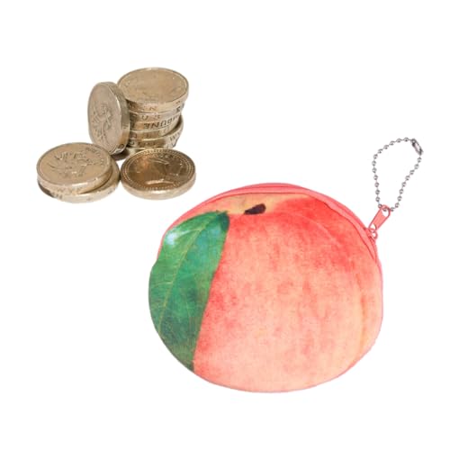 GALPADA Obst-Beutel Cartoon-Design Plüsch Flauschig Reißverschluss Kleine Geldbörse Mit Metallkette Für Bargeld Ausweis Lippenstift Für Frauen Und Mädchen von GALPADA