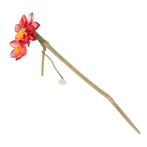 GALPADA Blumen-haarnadel Im Neuen Chinesischen Stil Mit Künstlicher Roter Blume Handgemachte Retro-haarnadel Aus Holz Für Frauen Hochzeiten Alltagskleidung von GALPADA
