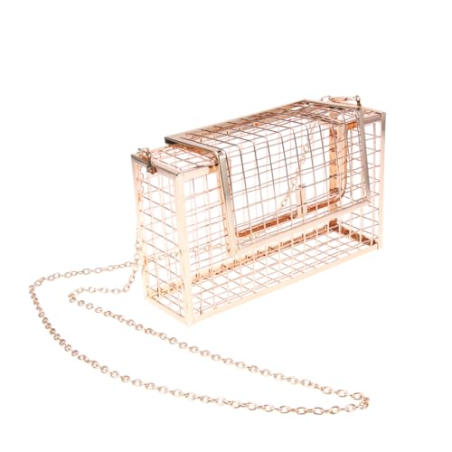 GALPADA Clutch Bag Damen Metall Korb Design Abendtasche Handtasche mit Kette für Prom Party Goldfarbene Leichte Kompakte Umhängetasche mit Dreidimensionalem Hohlmuster von GALPADA