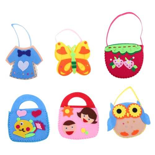 GALPADA 6stücke Teiliges DIY Filz-nähset Für Junge Mädchen Kreative Handtasche Mit Cartoon-Design Für Bastelprojekte Fördert Geschicklichkeit Und Kreativität Für Zuhause Und Reisen von GALPADA