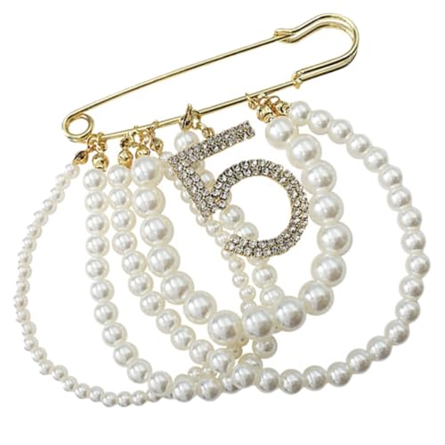 GALPADA Damen Brosche - Mehrschichtige Perlenkette Mit Kristallen - Anstecknadel Für Abendkleid Und Schal Stilvolle Quaste Brustnadel Für Besondere Anlässe von GALPADA