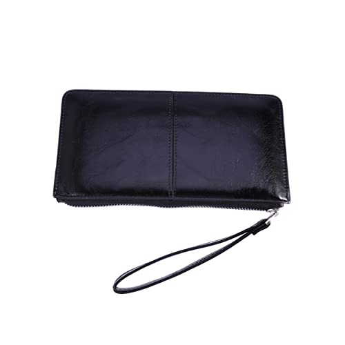 GALPADA Damen Clutch Geldbörse Mit Reißverschluss Und Schnalle Große Kapazität Handtasche Für Mobiltelefone Eleganter Schwarzer Umschlag Stil Für Alltag Und Ausgehen von GALPADA