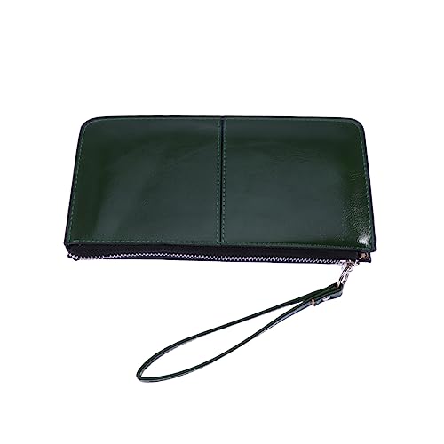 GALPADA Damen Geldbörse Mit Reißverschluss Und Druckknopf Große Handtasche Für Mobilgeräte Eleganter Clutch-Stil Für Alltag Dunkelgrün von GALPADA