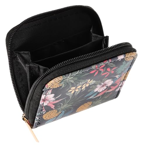 GALPADA Dekorativer Damen Geldbeutel Kompakte Kurze Pu Geldbörse Mit Reißverschluss Blumenmuster Für Alltag Und Ausgehen von GALPADA