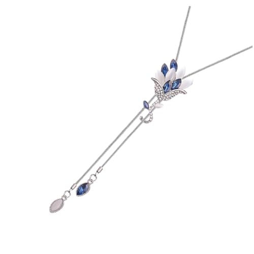 GALPADA Damen Halskette mit Blumentassel Anhänger Lange All Match Kette für Pullover Clavicle Chain in Blau Verarbeitung für Vielseitigen Chic Perfekter Schmuck für Damen von GALPADA