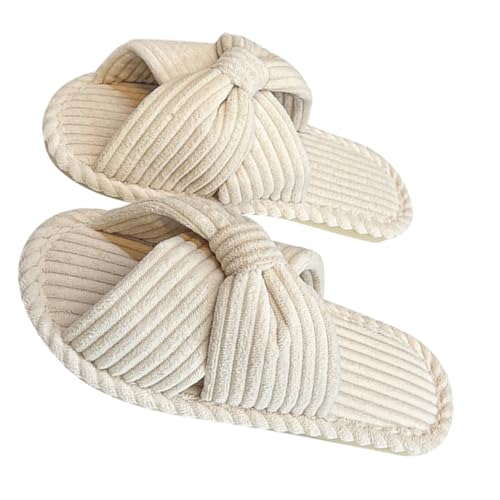 GALPADA Damen Hausschuhe Plüsch Flauschig Offene Zehen Weiche Flauschige Slippers Innenbereich Rutschfest Angenehm Waschbar Beige GALPADA Damen Hausschuhe Plüsch Flauschig Offene Zehen Weiche Flauschige Slippers Innenbereich Rutschfest Angenehm Waschbar Beige von GALPADA