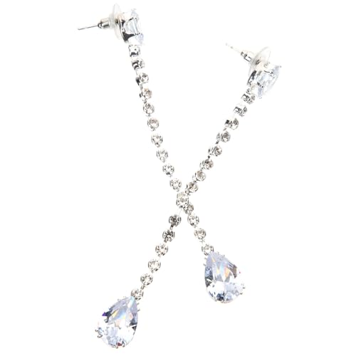 GALPADA Damen Ohrhänger Zirkonia Tropfen Form Lange Kettendrop Ohrringe Elegant Modisch Für Frauen Mädchen Teens von GALPADA