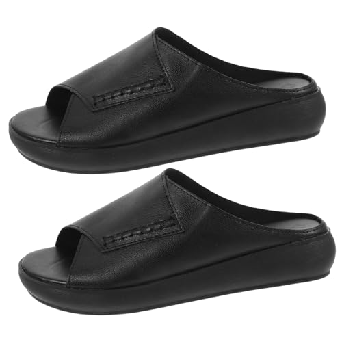 GALPADA Damen Sandalen Keilabsatz Sommer Plattform Sandaletten Komfort Rutschfest Bequeme Wedges Strand Schuhe Schwarz von GALPADA