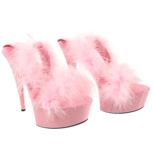 GALPADA Damen Sandalen mit Ultra hohem Absatz und Pelz keilabsatz Modische Plateau sandaletten in Atmungsaktiv und Strapazierfähig für Party und Sommerkleidung Zufällige Zufällige Farbe von GALPADA