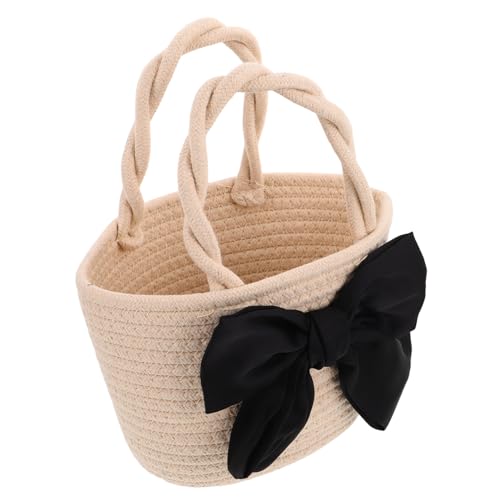 GALPADA Damen Schultertasche mit Elegantem Schleifendetail Farblich Abgesetzte Gewebte Baumwollseil Handtasche Robust und Pflegeleicht für Alltag und Reisen von GALPADA