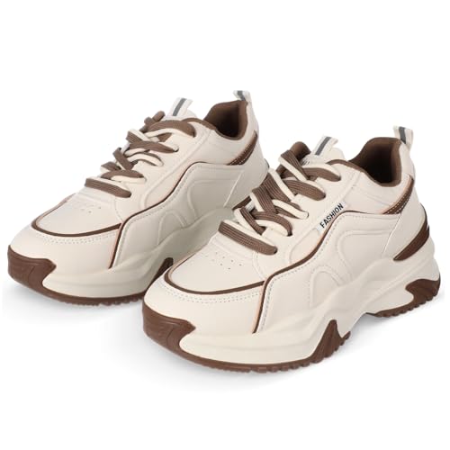 GALPADA Damen Sneaker aus hochwertigem Material Langlebige Atmungsaktive Sportschuhe Modische Tennisschuhe für Alltag Fitness Wandern Vielseitige Bequeme Damenschuhe Khaki von GALPADA