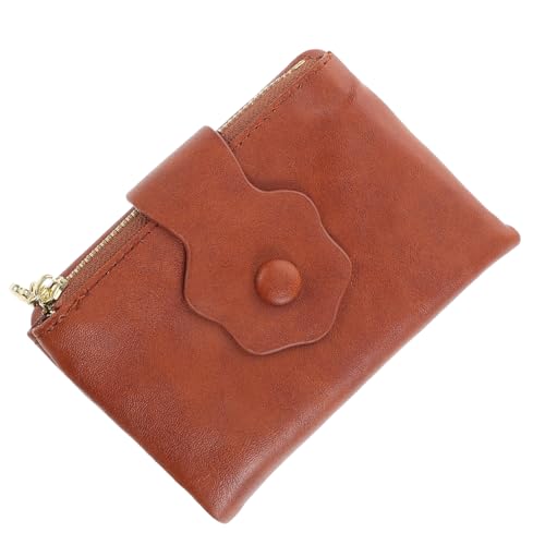 GALPADA Reißverschlusshandtaschen Für Damen Geldbörse Mit Kette Große Handgelenksgeldbörsen Kartenetui Mit Schlüsselanhänger Braune Pu Clutch Kompakt Und Tragbar von GALPADA