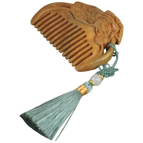 GALPADA Detangling Haarbürste aus Grünem Sandelholz mit Lotusgravur Sanfte Knotenlösung Massagefunktion Kompakt und Tragbar Geeignet für Frauen Männer von GALPADA