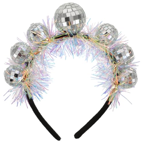 GALPADA Discokugel-Stirnband Lametta-Spiegelkugel-Haarband Bunter Spiegelkugel-Kopfschmuck Neujahrs-Haarschmuck Haarreifen Für Frauen Festliches Feiertagskostüm von GALPADA