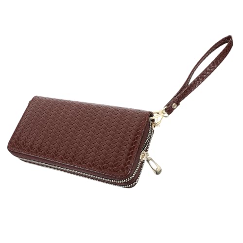 GALPADA Doppelter Reißverschluss Damen Geldbörse Aus Spaltleder Große Kapazität Praktisches Design Für Alltag Elegante Handtasche Kaffee Farbe Für Verschiedene Anlässe von GALPADA