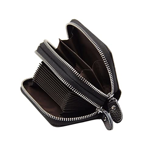 GALPADA Doppelter Reißverschluss Geldbörse Aus Leder Für Damen Und Herren RFID-geschütztes Kreditkartenetui Zufälliger Farbe Kompakte Reisetasche Für Karten Und Münzen von GALPADA
