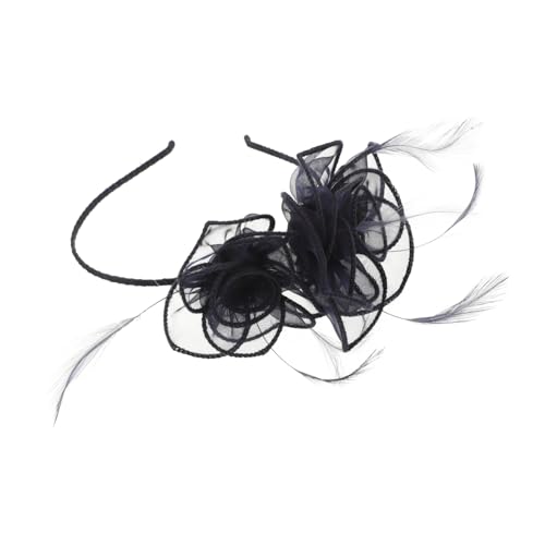 GALPADA Dunkelblaues Fascinator Mit Doppelter Blume Und Netz Für Teepartys Hochzeiten Und Besondere Anlässe Stirnband Für Damen von GALPADA