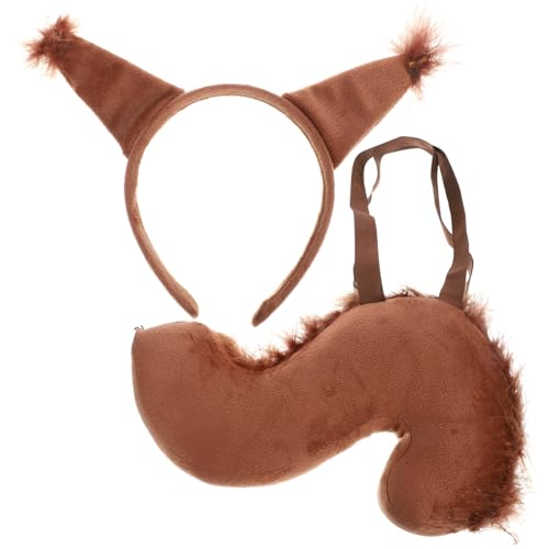 GALPADA Eichhörnchen-Kostüm-Set Plüschtier Eichhörnchenohren Stirnband Und Kostümzubehör-Set für Tierparty-Dekoration von GALPADA