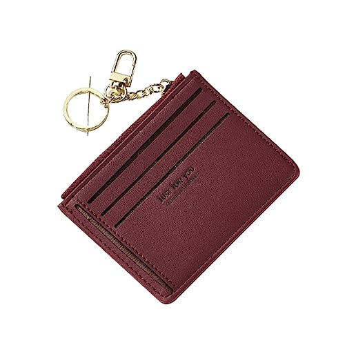 GALPADA Damen Geldbörse Wallet Schlüsselanhänger Tasche Mit Mehreren Kartenfächern Modische Geldwechsel-Tasche Für Täglichen Gebrauch Weinrot von GALPADA