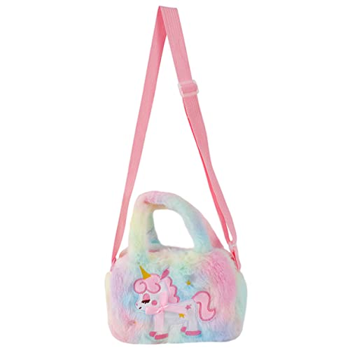 GALPADA Plüsch Tasche Für Mädchen Mit Einhorn Design Cartoon Einhorn Geldbörse Als Umhängetasche Für Teenager Und Junge Mädchen von GALPADA