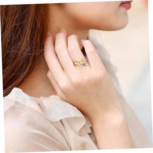 GALPADA Einstellbarer Damenring Kupfer Schleifenring Elegantes Offenes Design Stapelbarer Statement Schmuck Für Alltag Und Festliche Anlässe von GALPADA