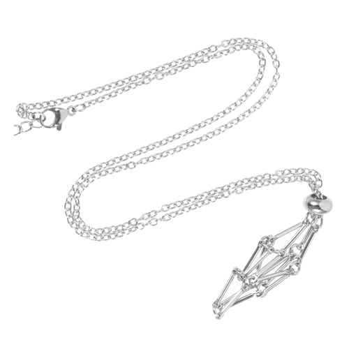 GALPADA Einstellbarer Kristallsteinhalter Halskette Metall Kristallkäfig Anhänger für DIY Schmuck Basteln Schmuckanhänger Kette mit Hohlem Design Passend für Edelsteine und Perlen von GALPADA