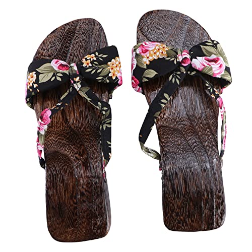GALPADA Elegante Damen Hausschuhe Modische Flache Holz Clogs Rutschfeste Sohle Zartes Im Chinesischen Stil von GALPADA