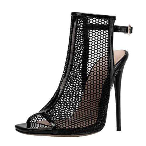 GALPADA Elegante Damen Sandalen Schwarze Peep toe High Heels mit Aushöhlung Schlanker Absatz Rutschfest Atmungsaktiv Modisch für Frühling und Sommer Komfortabel und Figurformend von GALPADA