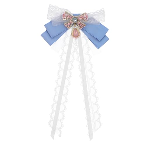 GALPADA Spitzen-fliegenbrosche Mit Vorgebundener Schleife Aus Band Und Strasssteinen Für Damen Modische Anzugnadel Im Lolita-stil Für Kleider Und Hemden von GALPADA