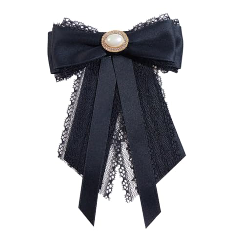 GALPADA Elegante Schwarze Spitzen perlen brosche mit Vorgebundener Schleife Modische Damen schleifen halskrawatte für Hochzeit Abendparty Formelle Anlässe von GALPADA