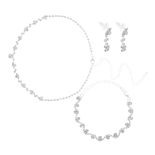 GALPADA Elegantes Damen Schmuckset mit Halskette Armband und Ohrringen Voll mit Funkelnden Strasssteinen Besetzt Leicht und Komfortabel für Partys Hochzeiten und Festliche Abendkleider von GALPADA