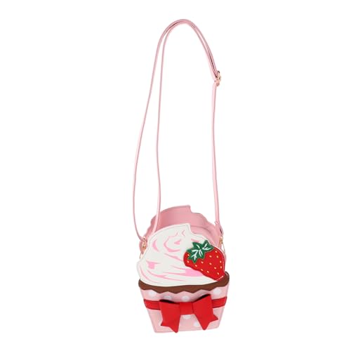 GALPADA Erdbeer Umhängetasche Für Damen Mädchen Cupcake Schultertasche Schleifentasche Erdbeer Handtasche Cupcake Taschen Geldbörse Süße Tasche Mädchen Schultertaschen von GALPADA