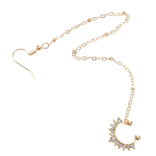 GALPADA Falscher Nasenring mit Kette Goldfarbener Septum Schmuck für Frauen Ohr kette Indischer Stil mit Strass Verzierung für Tanz und Festival von GALPADA