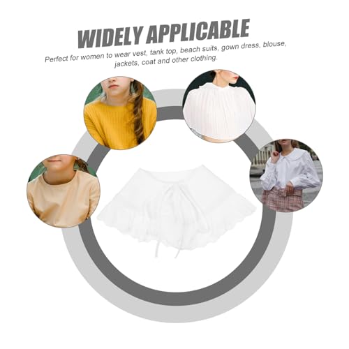 GALPADA Falscher Spitzenkragen Damen Abnehmbar Dekorativer Krageneinsatz Holzohrenkante Elegante Blusenverlängerung für Pullover und Röcke Modischer Fake Collar von GALPADA