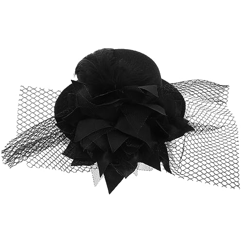 GALPADA Mini Haarspange Schwarz Mit Blumendekor Fascinator Für Damen Mini Hut Clip Aus Flanell Satin Und von GALPADA