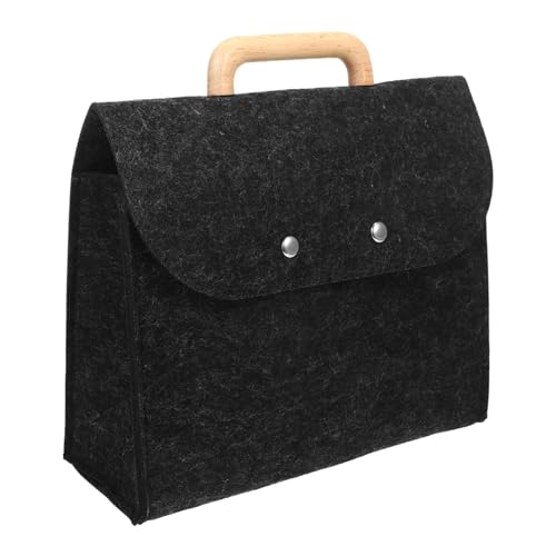 GALPADA Filz Business Tote Bag mit Elegantem Holzgriff Langlebiger Filzmaterial Aktentasche Vielseitige Bürotasche Damen für Meetings und Alltag Klassisch Zeitloses Design in Dunkelgrau von GALPADA