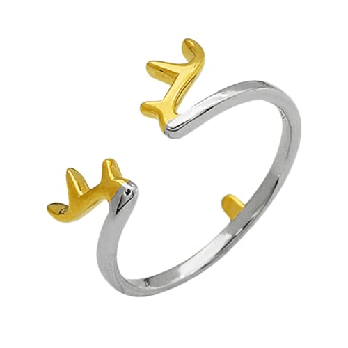 GALPADA Finger Zubehör Fingerzubehör Rentier Ehering Ringschmuck Kristallnagelring Frauenringe Ringe Dame Fingerschmuck Verlobungsring Schmuck Ringe Brautring Damen Schmücken Zweifarbig von GALPADA