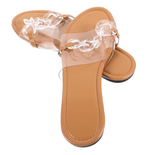 GALPADA Flache Damensandalen Transparent Sommer Slipper Strand Schuhe Komfortable Rutschfeste Sandalen mit Flacher Sohle Modisch für Frauen von GALPADA