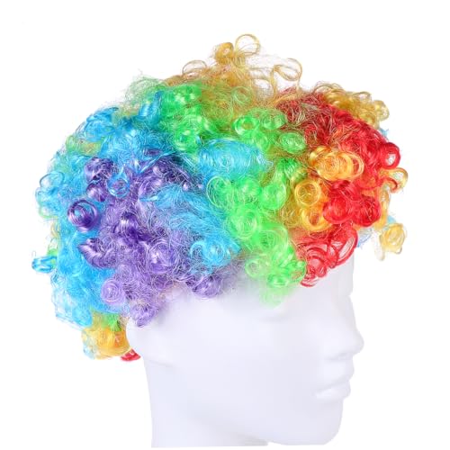 GALPADA Flauschige Clown Perücke für Cosplay Party Bunte Haarperücke Kunsthaar Lustige Verkleidung für Halloween Karneval Unisex von GALPADA