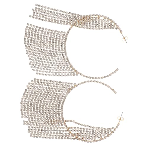 GALPADA Funkelnde Quasten Ohrringe Runde Statement Hoop Ohrringe mit Strahlenden Strasssteinen für Damen Hochzeits und Party Schmuck Luxuriöse Braut Accessoires von GALPADA