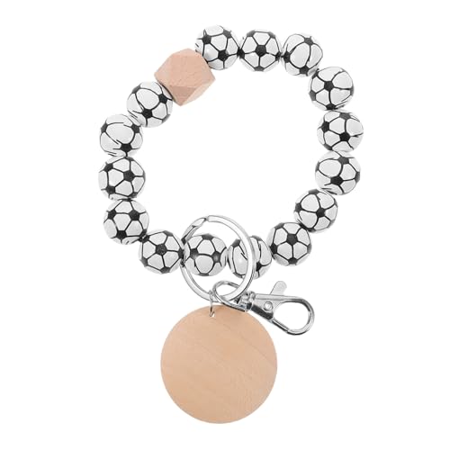 GALPADA Fußball Holzperlen Schlüsselanhänger des Deckels Armband Handgelenkbänder Perlen Schlüsselanhänger Armbänder Perlen Schlüsselanhänger Fußball Schlüsselanhänger Leerer von GALPADA