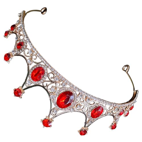 GALPADA Geburtstagskrone Prinzessin Tiara mit Kristallsteinen für Hochzeit Party Fotografie Mädchen Kopfschmuck Elegant Gold Rot von GALPADA