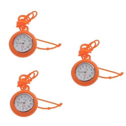GALPADA 3stücke Runde -Uhr Für Tragbare Pocket-hängenuhr Orange Einfache Und Praktische Quartz-Uhr Für Medizinisches Personal Accessoire Für Ärzte Und Pflegekräfte von GALPADA