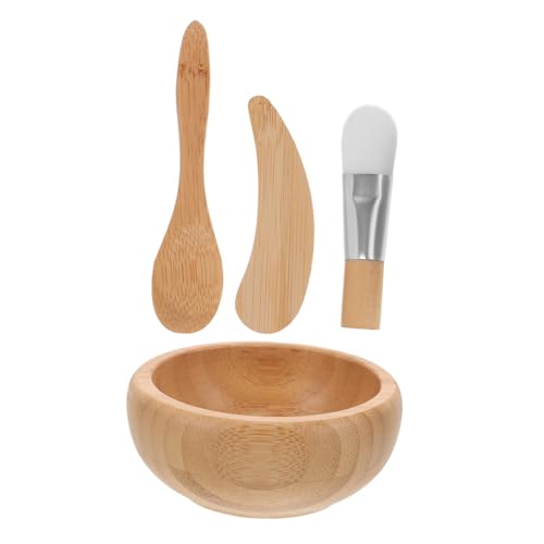GALPADA Gesichtsmaske Schüssel Set Teilig Holzschale Rührstab Pinsel Löffel DIY Gesichtspflege Zubehör Leicht Tragbar für Feuchtigkeitspflege und Nährende Beauty Anwendung von GALPADA