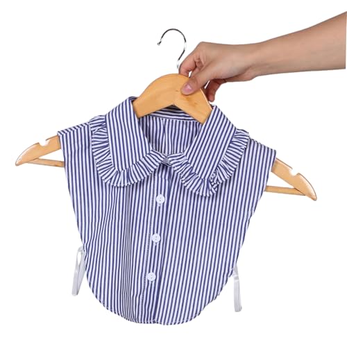 GALPADA Gestreifter Abnehmbarer Krageneinsatz Damen mit Rüschenkante Falscher Halbhemd kragen Eleganter Fake Collar für Büro Alltag und Partys von GALPADA