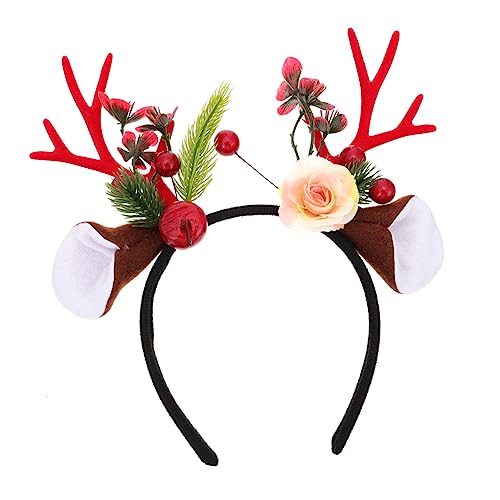 GALPADA Geweih Stirnband Geweih-blumen-stirnband Weihnachtshaarreifen Geweihbeere Stirnband Hirschkopfschmuck Geweih-stirnband Für Mädchen Haargummi Haarring Kind Plastik Elch von GALPADA